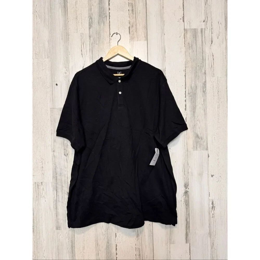 George Black Short Sleeve Polo Shirt Men’s 2XL Stretch Cotton Blend Casual  NWT